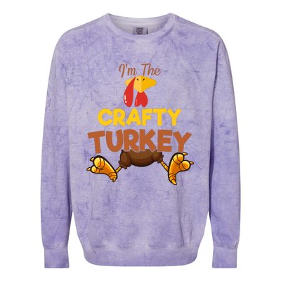 Crafty Turkey Matching Family Group Thanksgiving Gifts  Colorblast Crewneck Sweatshirt