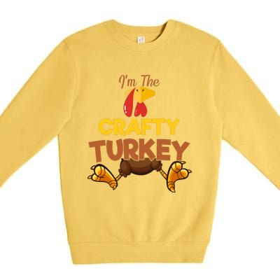 Crafty Turkey Matching Family Group Thanksgiving Gifts  Premium Crewneck Sweatshirt