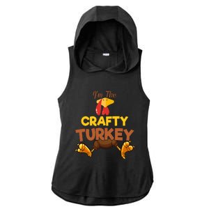 Crafty Turkey Matching Family Group Thanksgiving Gifts  Ladies PosiCharge Tri-Blend Wicking Draft Hoodie Tank