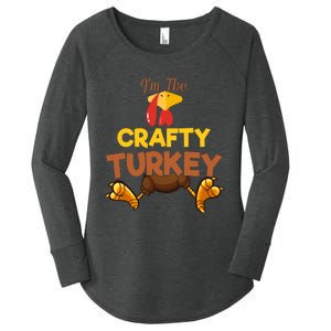 Crafty Turkey Matching Family Group Thanksgiving Gifts  Women's Perfect Tri Tunic Long Sleeve Shirt