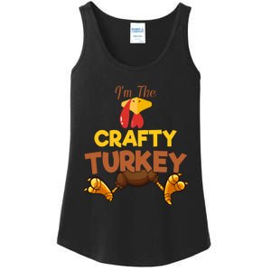 Crafty Turkey Matching Family Group Thanksgiving Gifts  Ladies Essential Tank