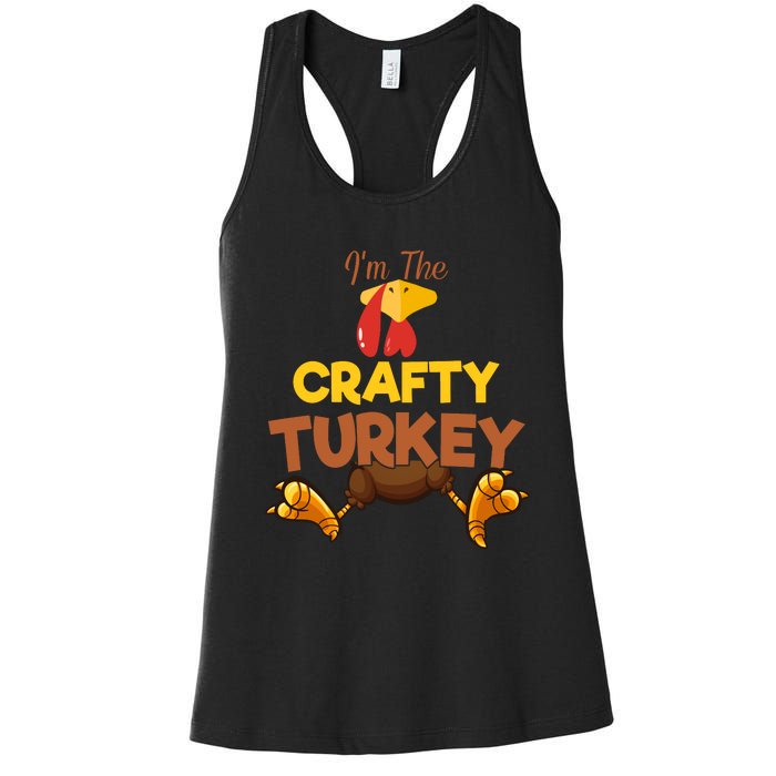 Crafty Turkey Matching Family Group Thanksgiving Gifts  Women's Racerback Tank