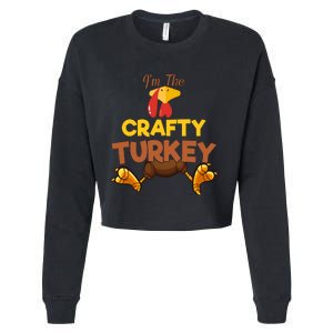 Crafty Turkey Matching Family Group Thanksgiving Gifts  Cropped Pullover Crew