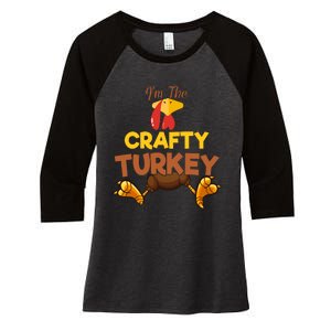 Crafty Turkey Matching Family Group Thanksgiving Gifts  Women's Tri-Blend 3/4-Sleeve Raglan Shirt