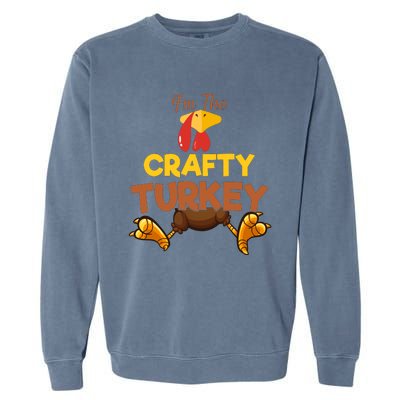 Crafty Turkey Matching Family Group Thanksgiving Gifts  Garment-Dyed Sweatshirt