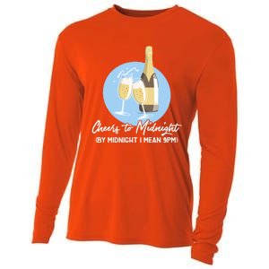 Cheers To Midnight By Midnight I Mean 9pm Cool Gift Cooling Performance Long Sleeve Crew