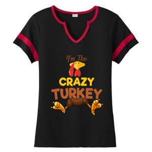 Crazy Turkey Matching Family Group Thanksgiving Gifts  Ladies Halftime Notch Neck Tee