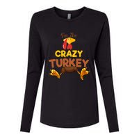 Crazy Turkey Matching Family Group Thanksgiving Gifts  Womens Cotton Relaxed Long Sleeve T-Shirt