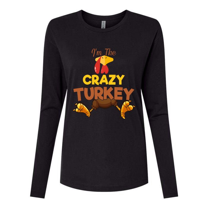 Crazy Turkey Matching Family Group Thanksgiving Gifts  Womens Cotton Relaxed Long Sleeve T-Shirt