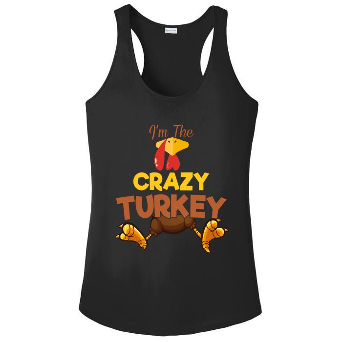 Crazy Turkey Matching Family Group Thanksgiving Gifts  Ladies PosiCharge Competitor Racerback Tank