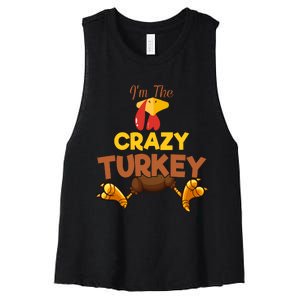 Crazy Turkey Matching Family Group Thanksgiving Gifts  Women's Racerback Cropped Tank