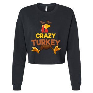 Crazy Turkey Matching Family Group Thanksgiving Gifts  Cropped Pullover Crew