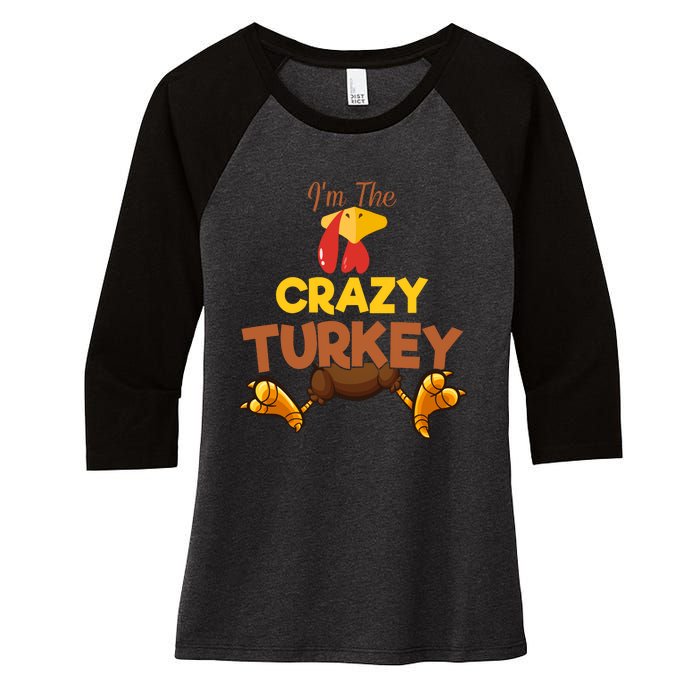 Crazy Turkey Matching Family Group Thanksgiving Gifts  Women's Tri-Blend 3/4-Sleeve Raglan Shirt