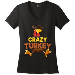 Crazy Turkey Matching Family Group Thanksgiving Gifts  Women's V-Neck T-Shirt