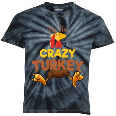 Crazy Turkey Matching Family Group Thanksgiving Gifts  Kids Tie-Dye T-Shirt