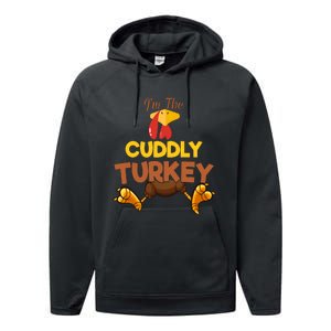 Cuddly Turkey Matching Family Group Thanksgiving Gifts  Performance Fleece Hoodie