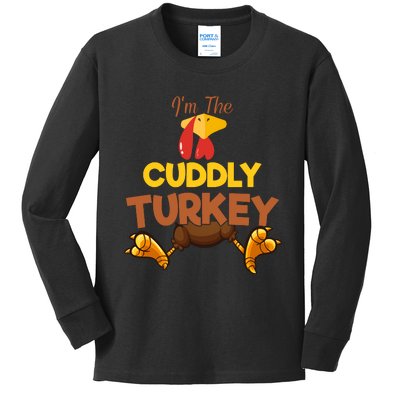 Cuddly Turkey Matching Family Group Thanksgiving Gifts  Kids Long Sleeve Shirt