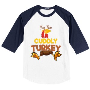 Cuddly Turkey Matching Family Group Thanksgiving Gifts  Baseball Sleeve Shirt