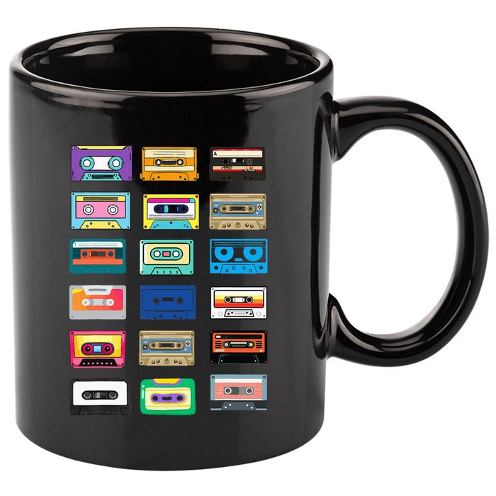 Cassette Tapes Mixtapes 1980s 1990s Radio Music 11oz C Handle Ceramic Mug