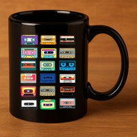 Cassette Tapes Mixtapes 1980s 1990s Radio Music 11oz C Handle Ceramic Mug