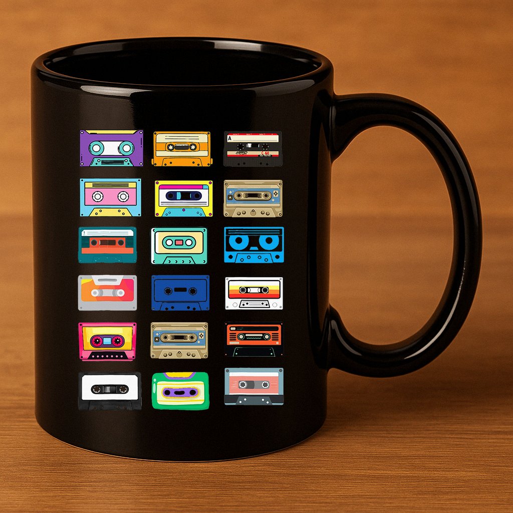 Cassette Tapes Mixtapes 1980s 1990s Radio Music 11oz C Handle Ceramic Mug