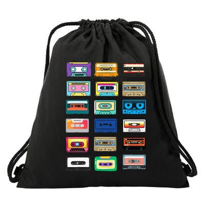 Cassette Tapes Mixtapes 1980s 1990s Radio Music Drawstring Bag