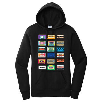 Cassette Tapes Mixtapes 1980s 1990s Radio Music Women's Pullover Hoodie
