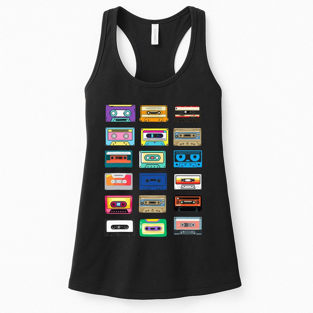 Cassette Tapes Mixtapes 1980s 1990s Radio Music Womens Tank Top