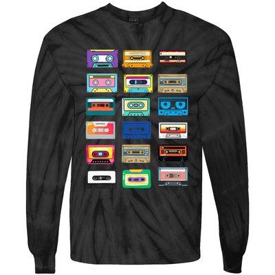 Cassette Tapes Mixtapes 1980s 1990s Radio Music Tie-Dye Long Sleeve Shirt