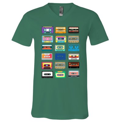 Cassette Tapes Mixtapes 1980s 1990s Radio Music V-Neck T-Shirt