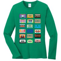 Cassette Tapes Mixtapes 1980s 1990s Radio Music Ladies Long Sleeve Shirt