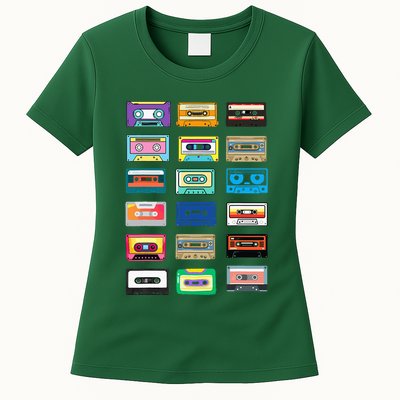 Cassette Tapes Mixtapes 1980s 1990s Radio Music Womens T-Shirt