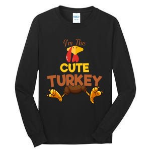 Cute Turkey Matching Family Group Thanksgiving Gifts  Tall Long Sleeve T-Shirt