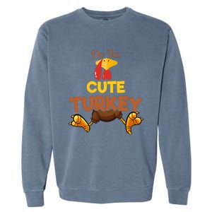 Cute Turkey Matching Family Group Thanksgiving Gifts  Garment-Dyed Sweatshirt