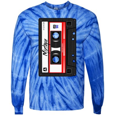 Cassette Tape Music Mix Audio 90s Party 80s Outfit Cassette Tie-Dye Long Sleeve Shirt