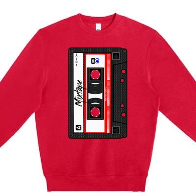 Cassette Tape Music Mix Audio 90s Party 80s Outfit Cassette Premium Crewneck Sweatshirt