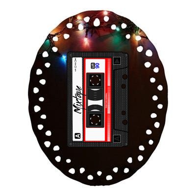 Cassette Tape Music Mix Audio 90s Party 80s Outfit Cassette Ceramic Oval Ornament