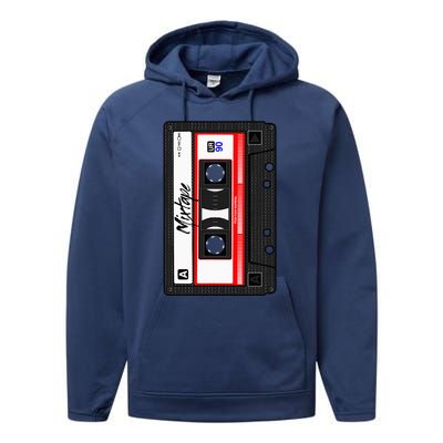 Cassette Tape Music Mix Audio 90s Party 80s Outfit Cassette Performance Fleece Hoodie