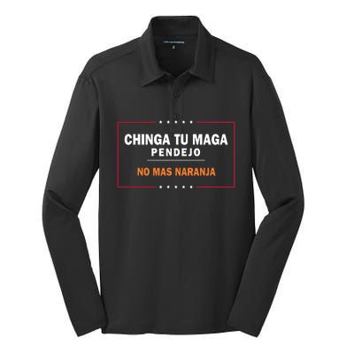 Chinga Tu Maga Pendejo No Mas Naranja Silk Touch Performance Long Sleeve Polo