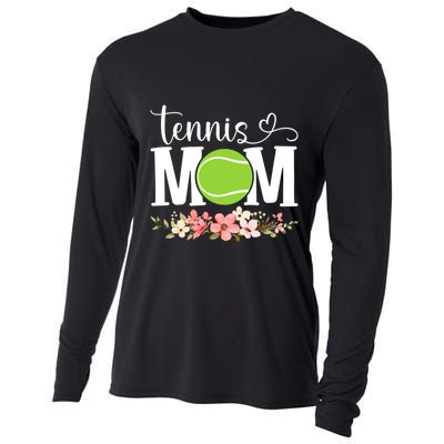 Cool Tennis Mom Flower Mom MotherS Day Cute Mom Tennis Mama Gift Cooling Performance Long Sleeve Crew