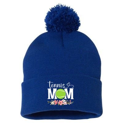 Cool Tennis Mom Flower Mom MotherS Day Cute Mom Tennis Mama Gift Pom Pom 12in Knit Beanie