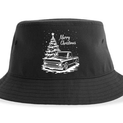 C10 Truck Merry Christmas Vintage Truck Christmas Holiday Tank Top Sustainable Bucket Hat