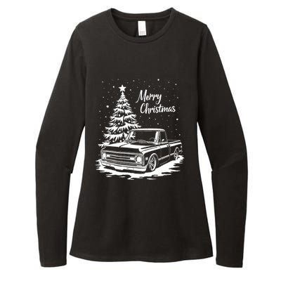 C10 Truck Merry Christmas Vintage Truck Christmas Holiday Tank Top Womens CVC Long Sleeve Shirt