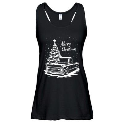 C10 Truck Merry Christmas Vintage Truck Christmas Holiday Tank Top Ladies Essential Flowy Tank