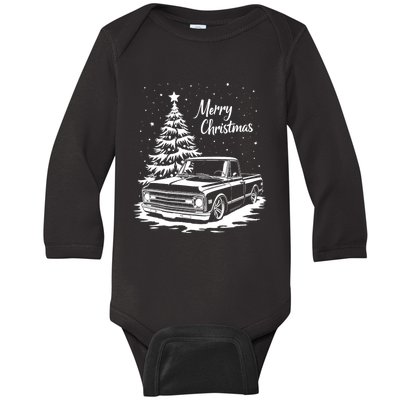 C10 Truck Merry Christmas Vintage Truck Christmas Holiday Tank Top Baby Long Sleeve Bodysuit