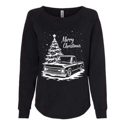 C10 Truck Merry Christmas Vintage Truck Christmas Holiday Tank Top Womens California Wash Sweatshirt