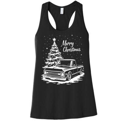 C10 Truck Merry Christmas Vintage Truck Christmas Holiday Tank Top Women's Racerback Tank