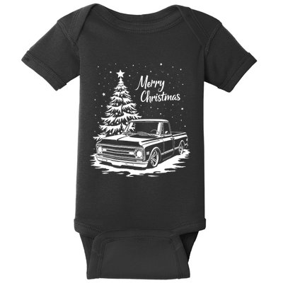 C10 Truck Merry Christmas Vintage Truck Christmas Holiday Tank Top Baby Bodysuit