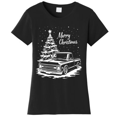 C10 Truck Merry Christmas Vintage Truck Christmas Holiday Tank Top Women's T-Shirt