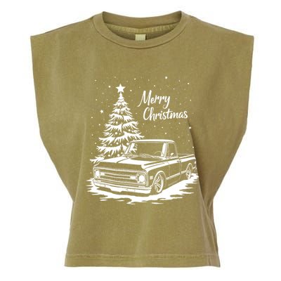 C10 Truck Merry Christmas Vintage Truck Christmas Holiday Tank Top Garment-Dyed Women's Muscle Tee